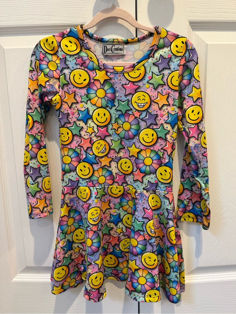 Dori Creations Smileys & Stars Long Sleeve skater dress Sz 6